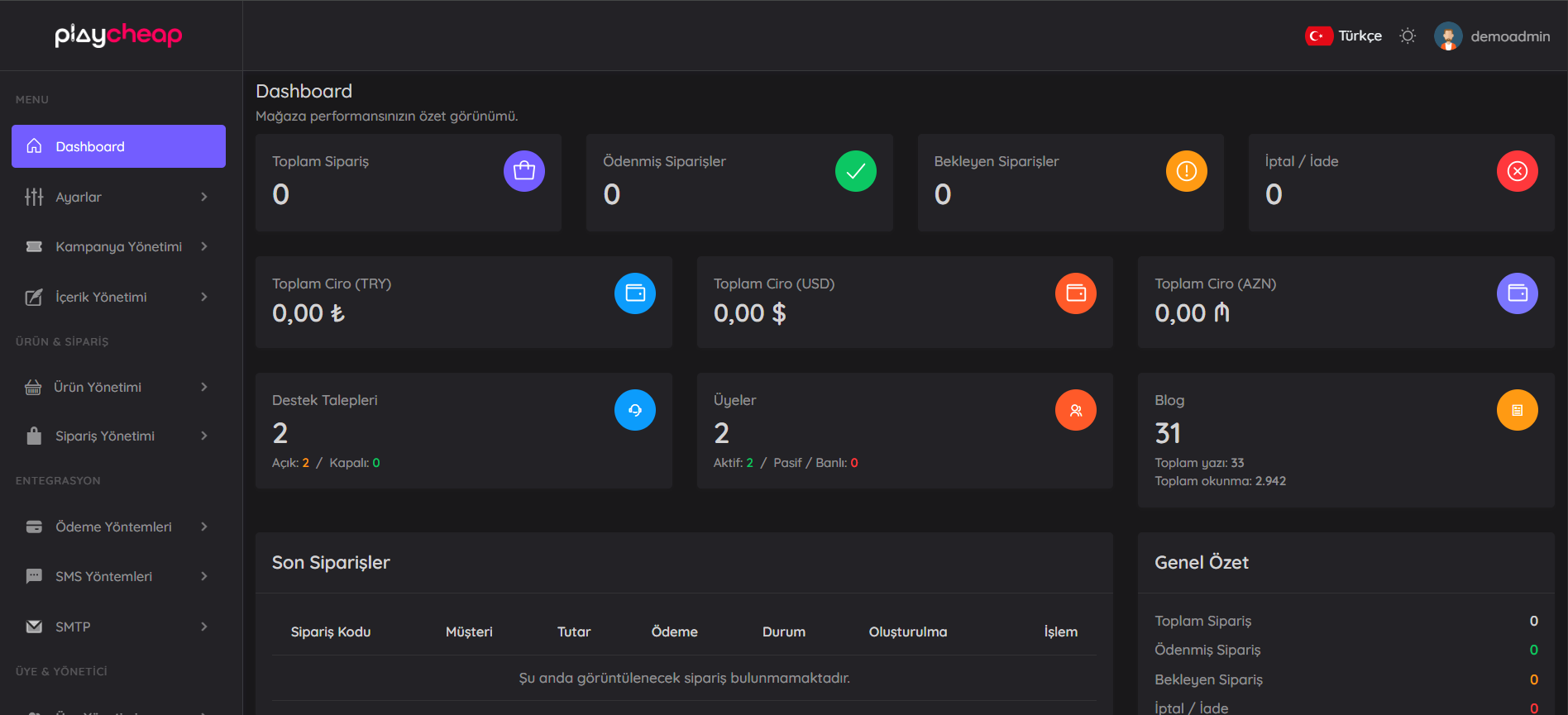 PlayCheap Mobil Uyumlu Müşteri Arayüzü, Gelişmiş Admin Paneli ve Satış Ekranı